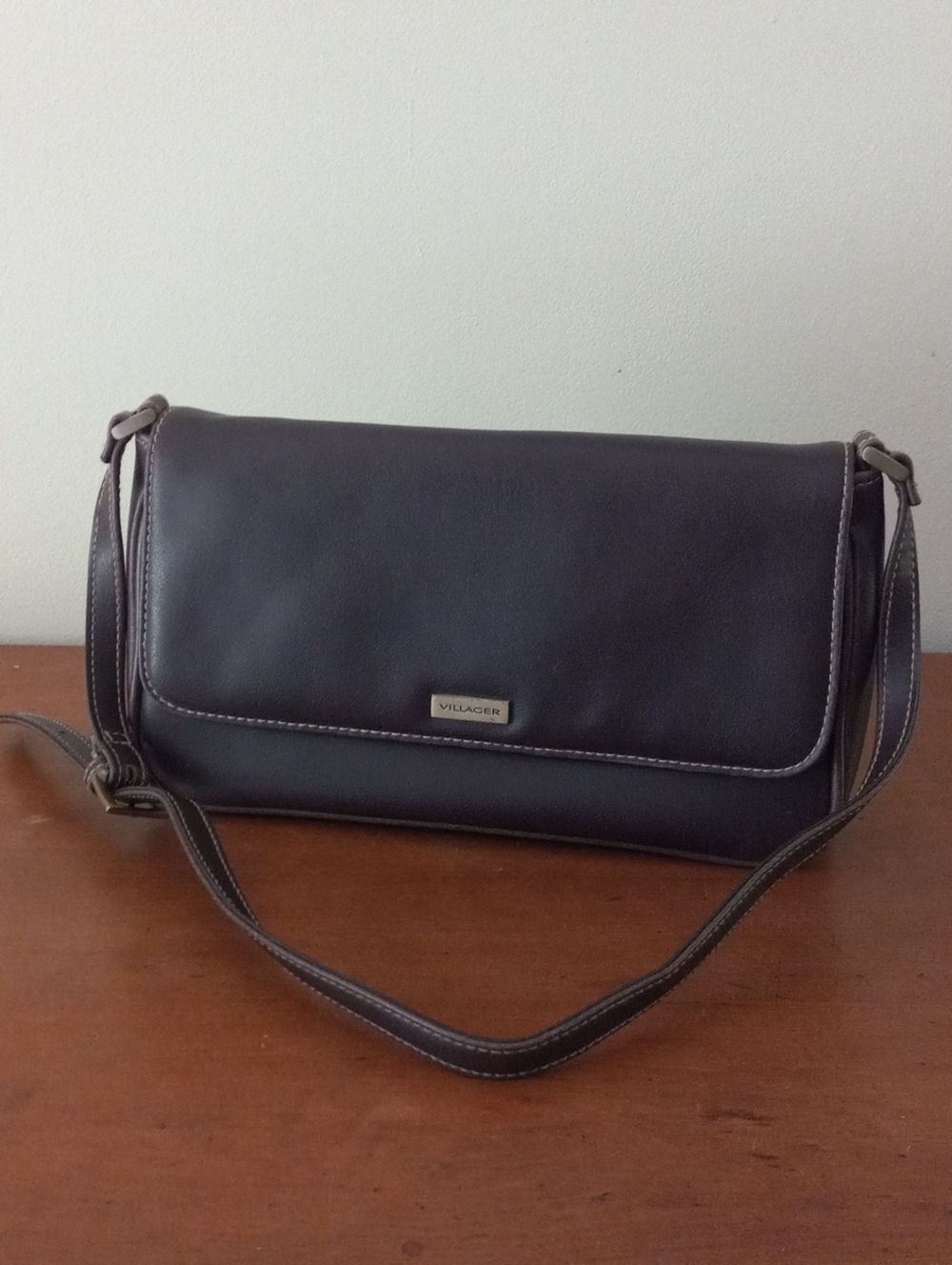 Vintage Villager Brown Faux Leather Shoulder Bag - Y2K Minimalist Baguette Purse